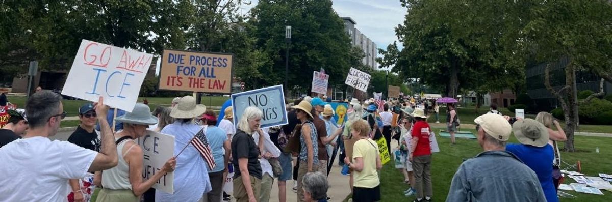 Protest outside ICE Boston field office.