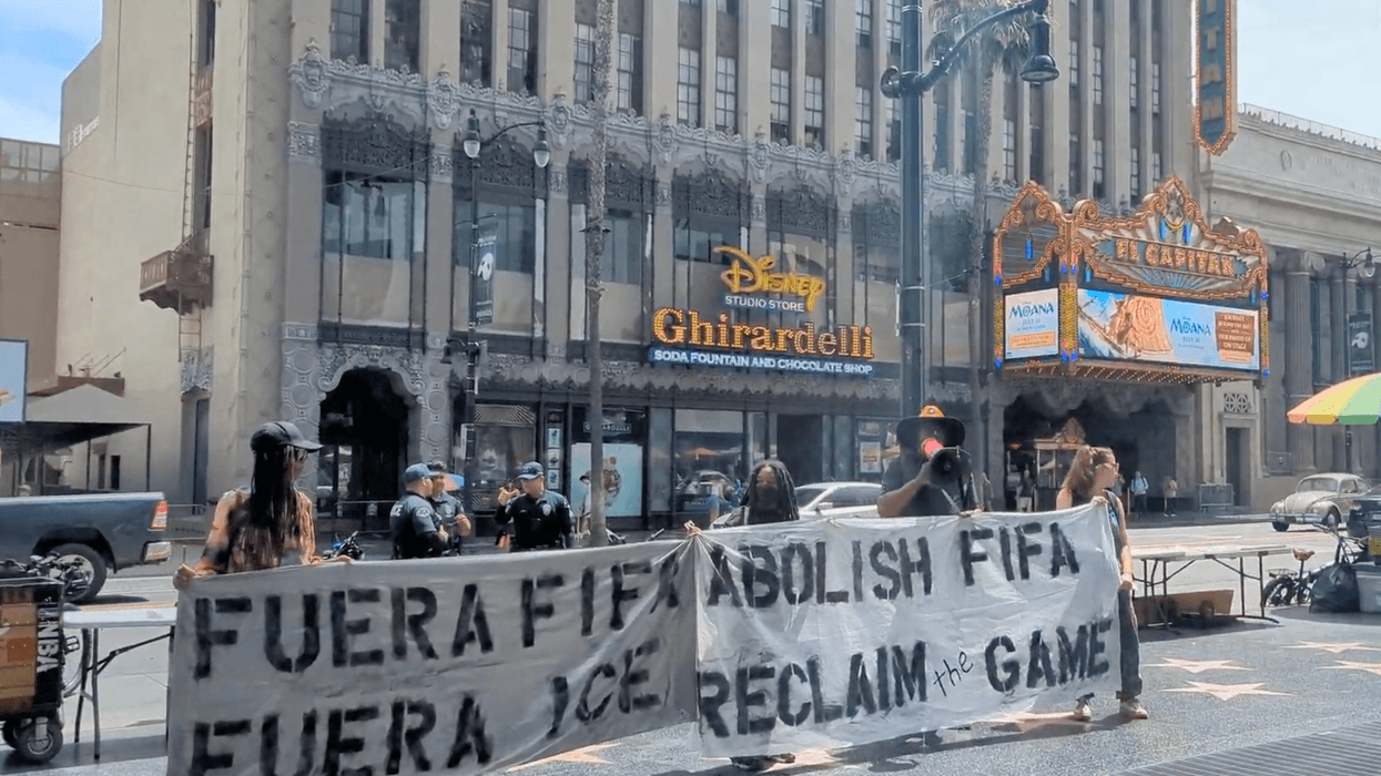 Protest outside LA FIFA store.