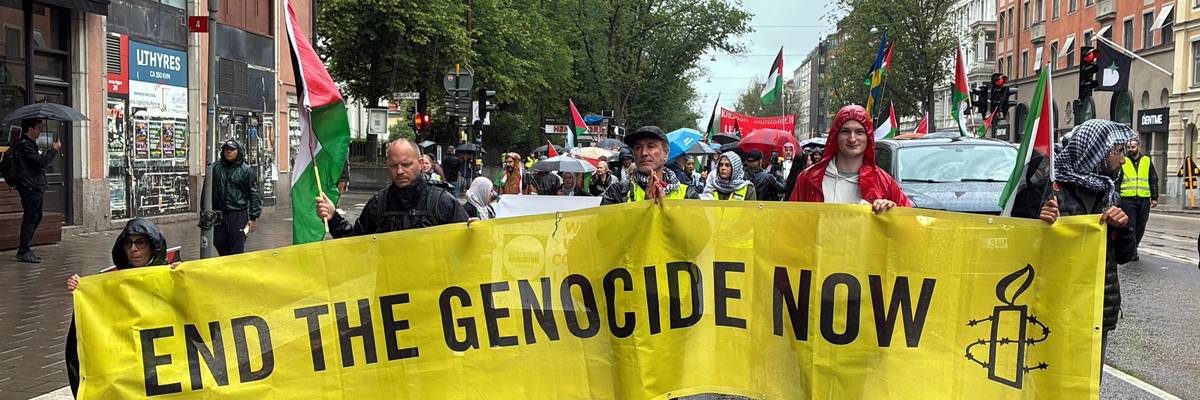 Protest to end genocide in Gaza in Sweden.