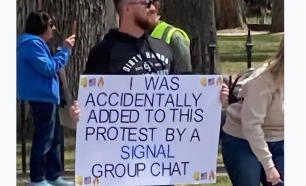 Protester at recent anti-Trump rally