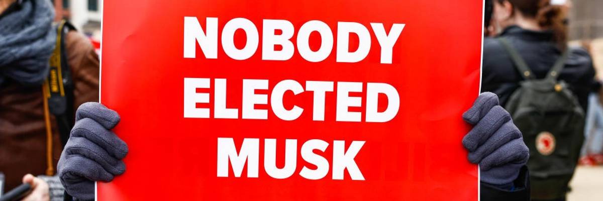 Protesters Against DOGE And Elon Musk Outside Department Of Labor