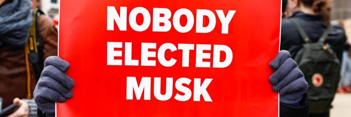 Protesters Against DOGE And Elon Musk Outside Department Of Labor
