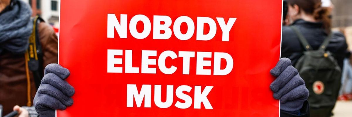 Protesters Against DOGE And Elon Musk Outside Department Of Labor