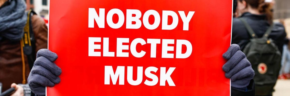 Protesters Against DOGE And Elon Musk Outside Department Of Labor