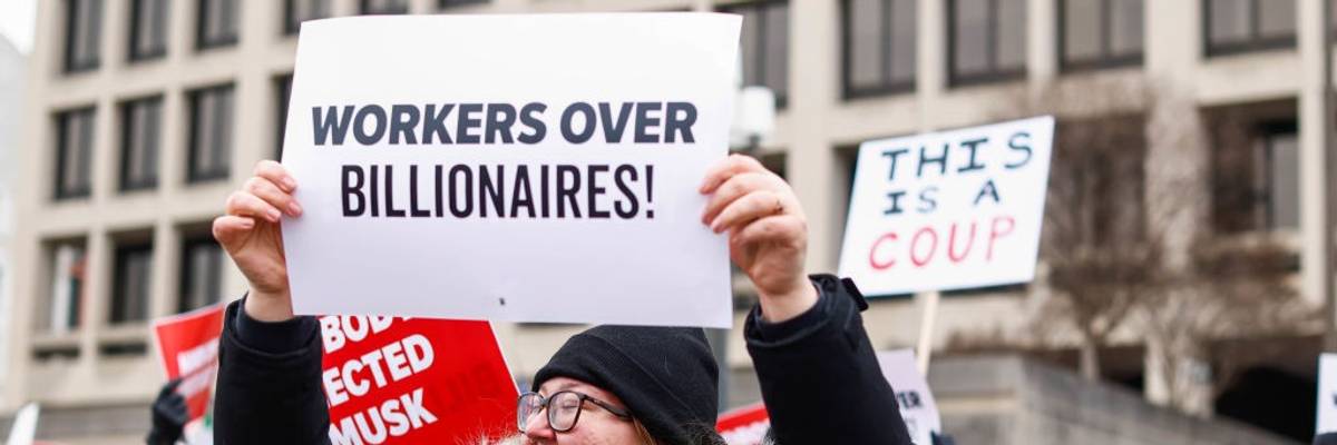 Protesters Against DOGE And Elon Musk Outside Department Of Labor