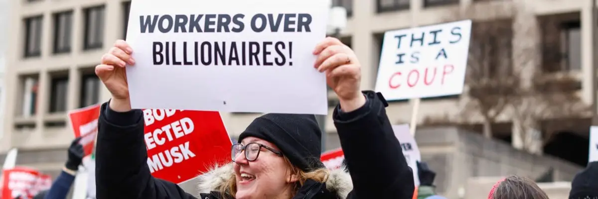 Protesters Against DOGE And Elon Musk Outside Department Of Labor