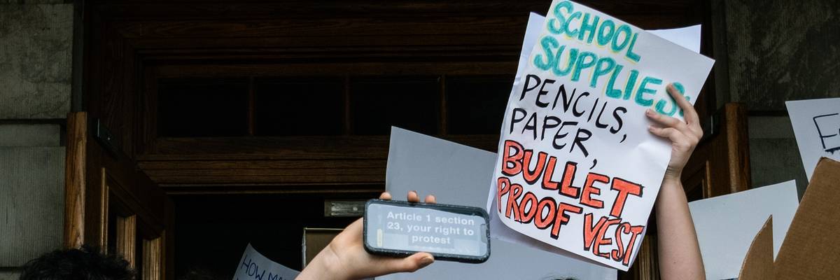 Protesters and students enter the Tennessee State Capitol building in protest