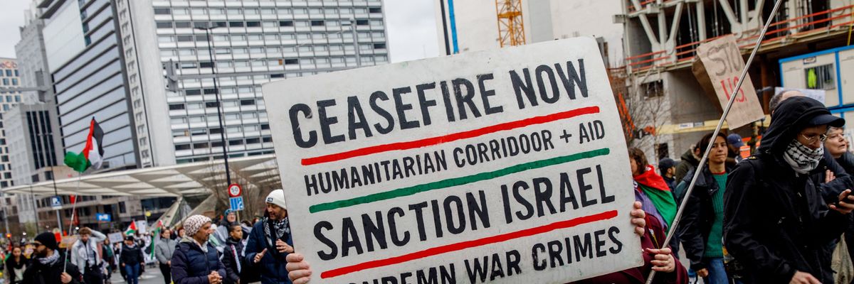 Protesters at a Justice for Palestine demonstration