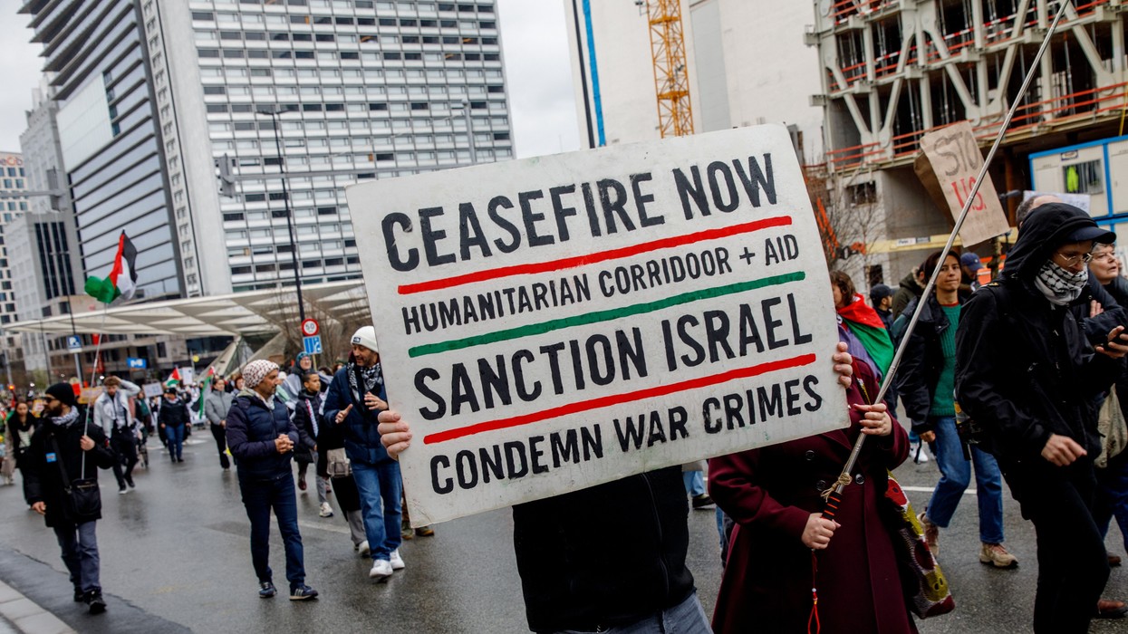 Protesters at a Justice for Palestine demonstration