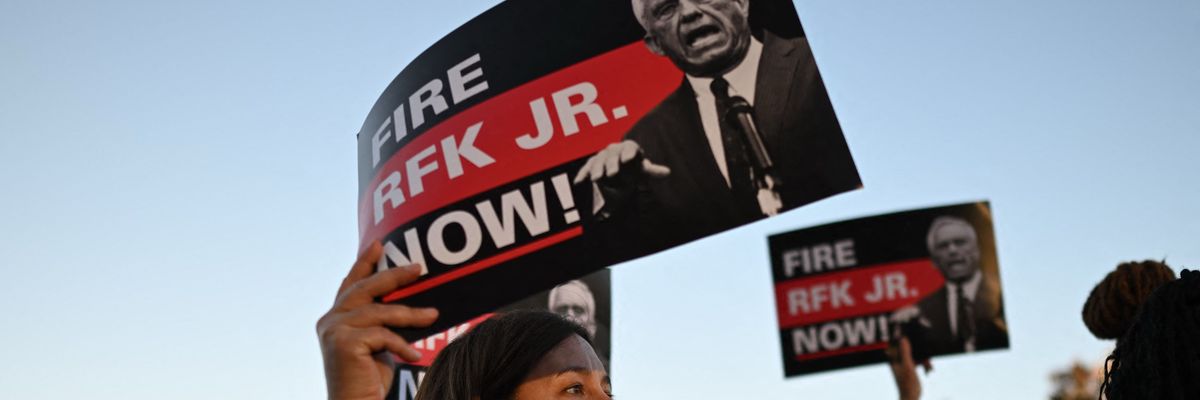 protesters call for the firing of HHS Secretary Robert F. Kennedy Jr.