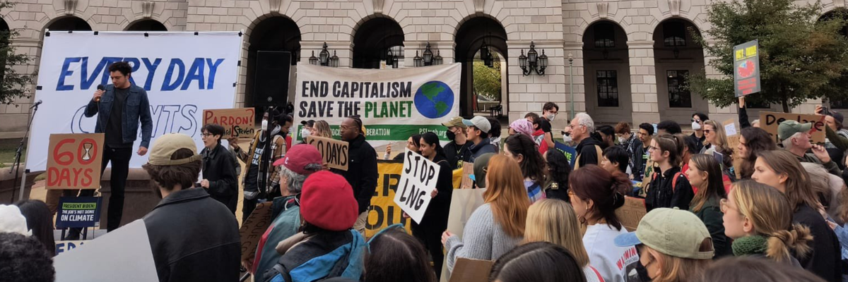 Protesters call on the Biden administration to take climate action before Trump takes over