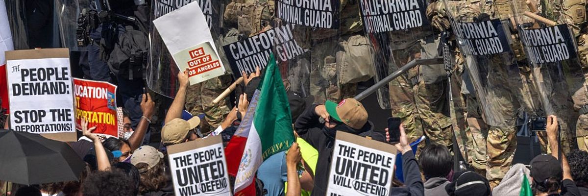 Protesters confront California National Guard soldiers in Los Angeles