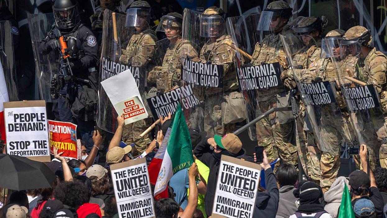 Protesters confront California National Guard soldiers in Los Angeles