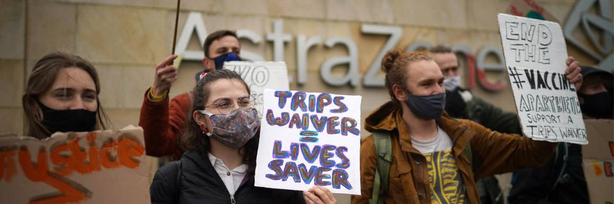 Protesters demand a "people's vaccine" for Covid-19