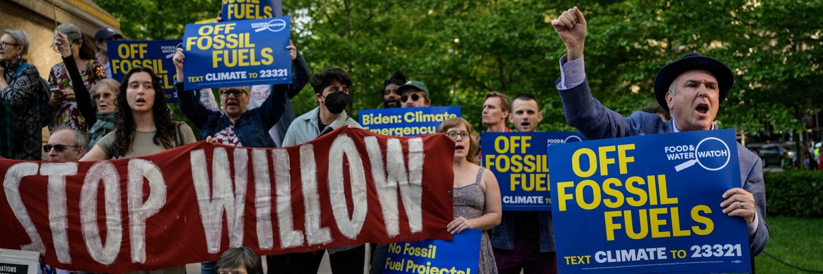 Protesters demand an end to fossil fuels