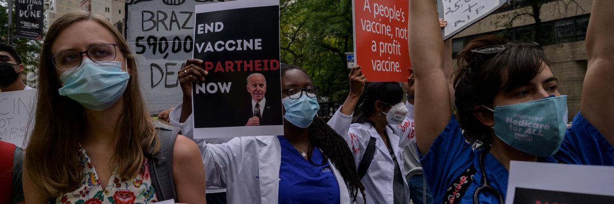 Protesters demand an end to vaccine apartheid
