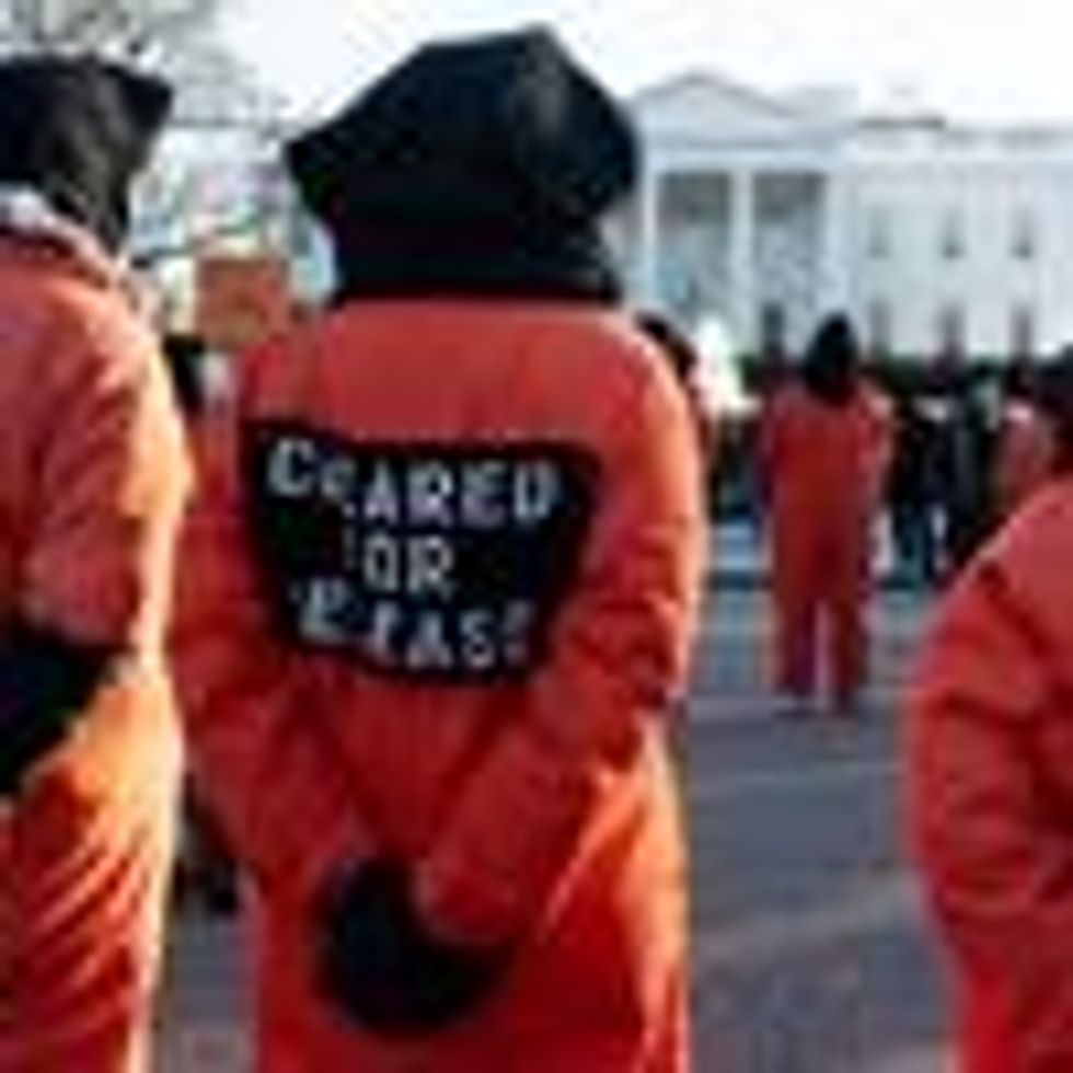 Protesters denouncing Guantanamo prison outside White House