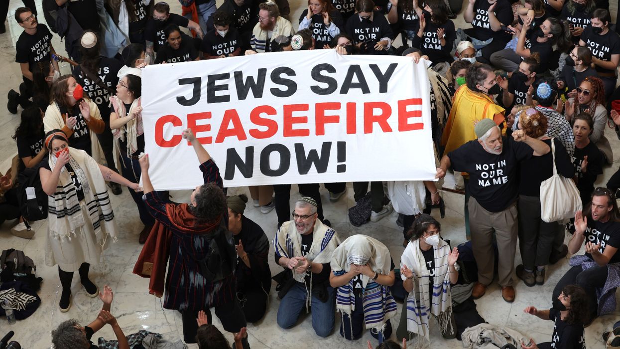 Protesters hold a demonstration in support of a ceasefire in Gaza
