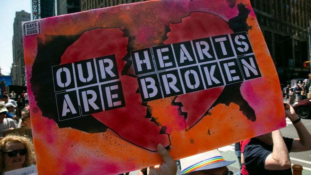 Protesters hold a rally against gun violence