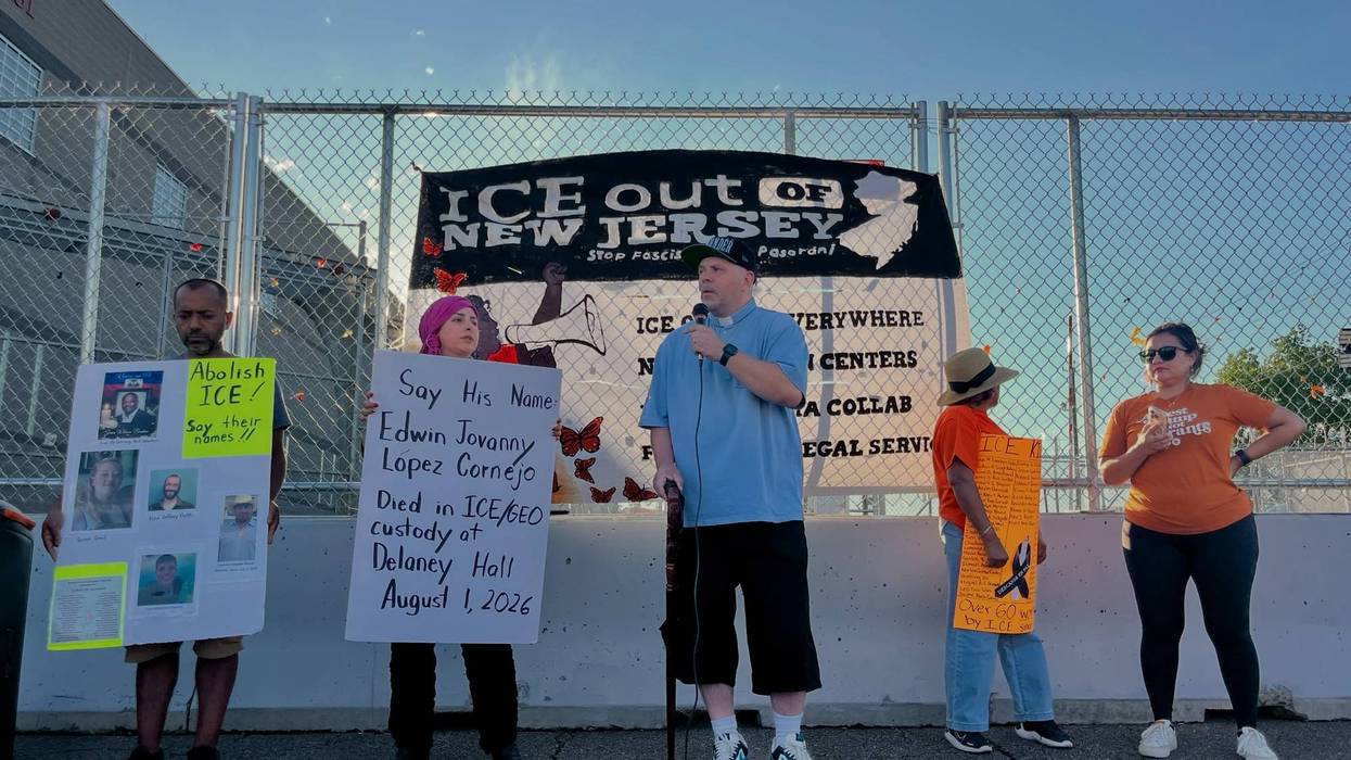 Protesters hold a vigil outside Delaney Hall ICE lockup in Newark, New Jersey