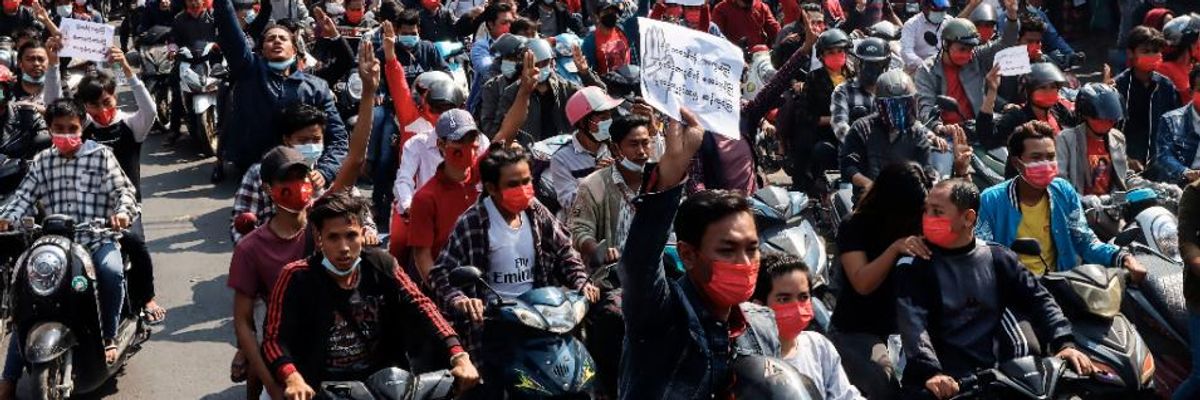 'We Want Democracy!': Despite Internet Blackout, Tens of Thousands Protest Military Coup in Myanmar