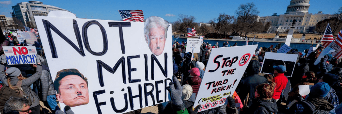Protesters in D.C. mark "Not My President's Day."