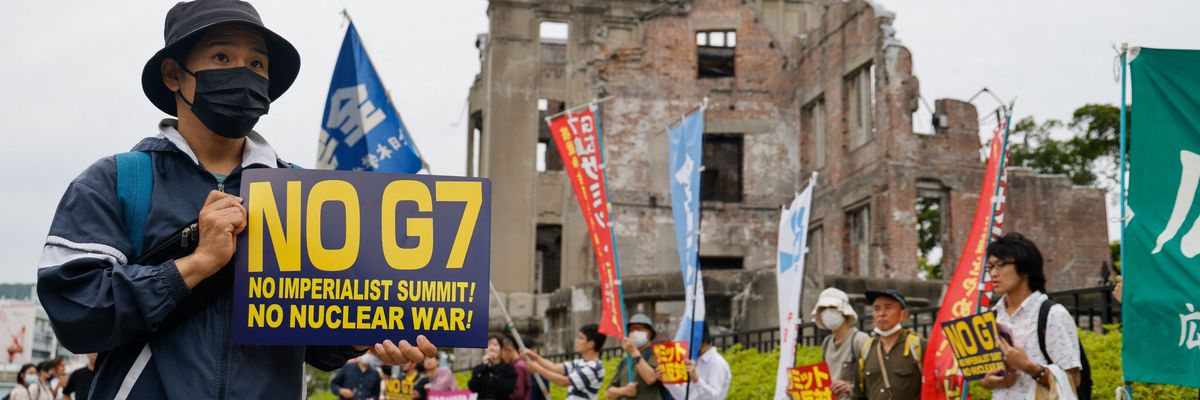 Protesters in Hiroshima.