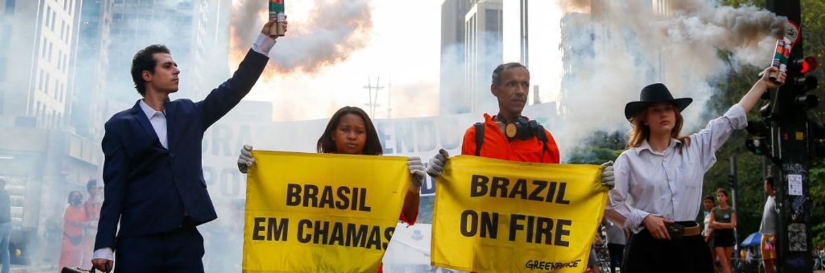 protesters in Sao Paulo