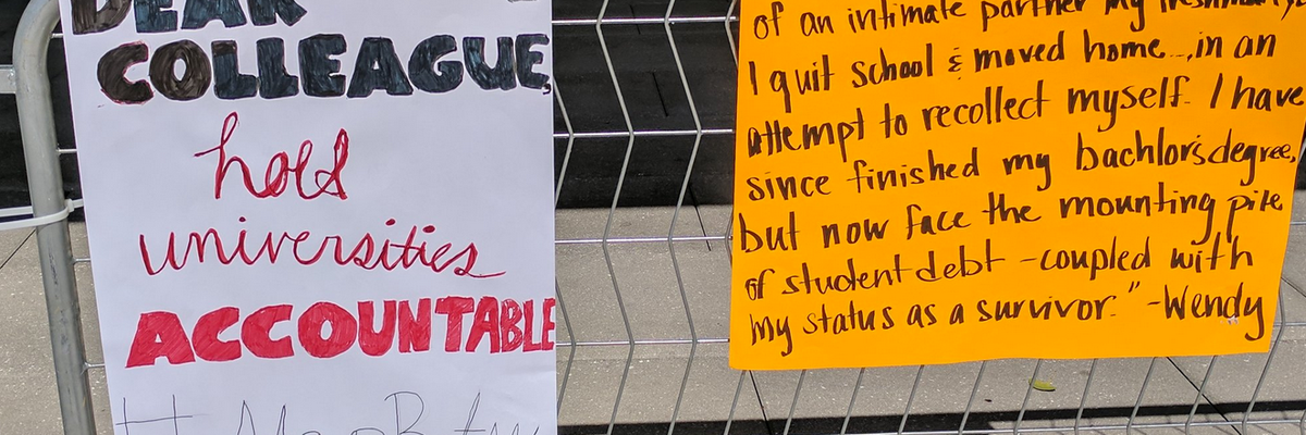 Pushing 'False Equivalence' Between Survivors and the Accused, DeVos to Roll Back Title IX