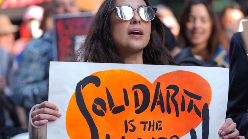 Protesters march against Trump's 2024 re-election in New York