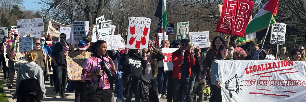 Protesters march in Milwaukee against the arrest of Judge Hannah Dugan