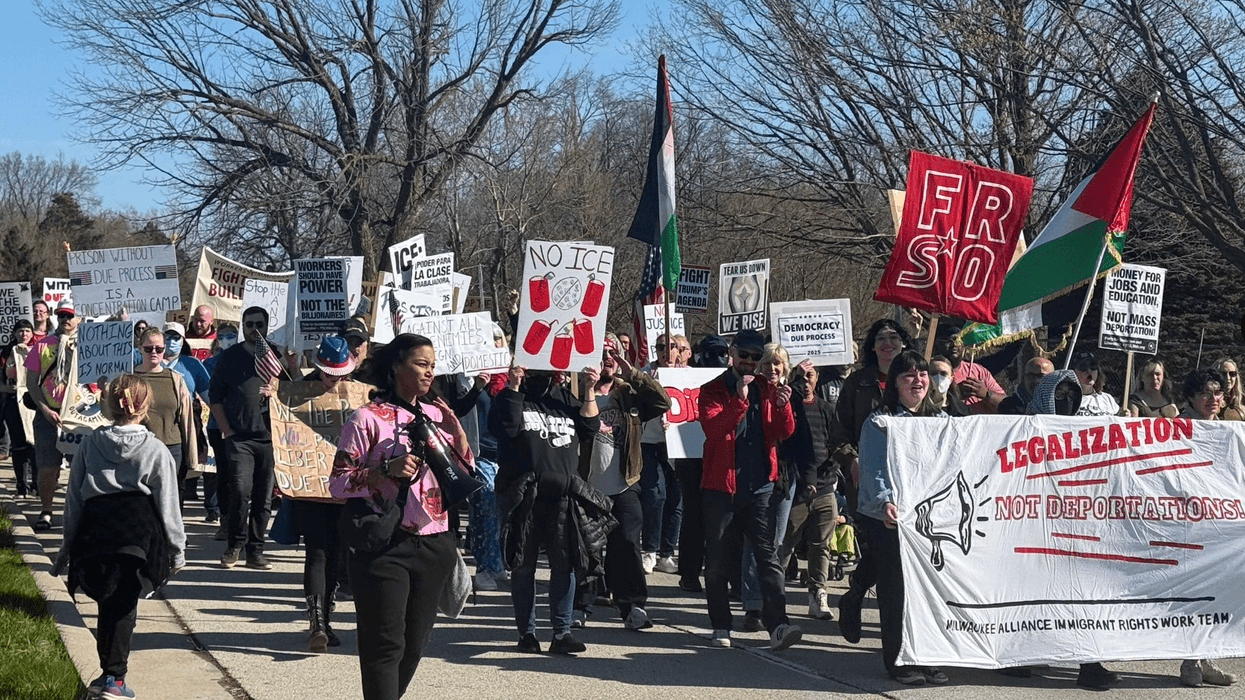 Protesters march in Milwaukee against the arrest of Judge Hannah Dugan