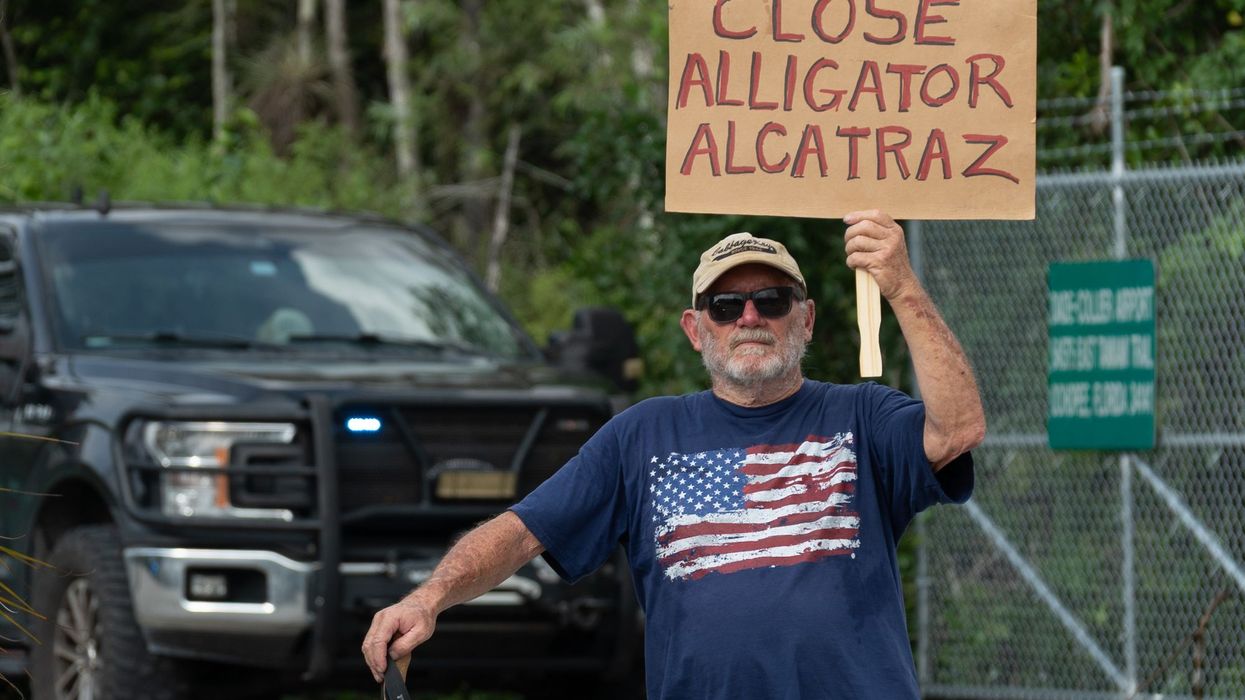 Protesters rally against "Alligator Alcatraz" in Florida, Everglades