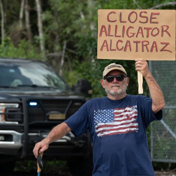 Protesters rally against "Alligator Alcatraz" in Florida, Everglades