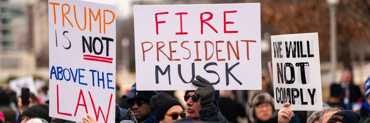 Protesters rally against Elon Musk