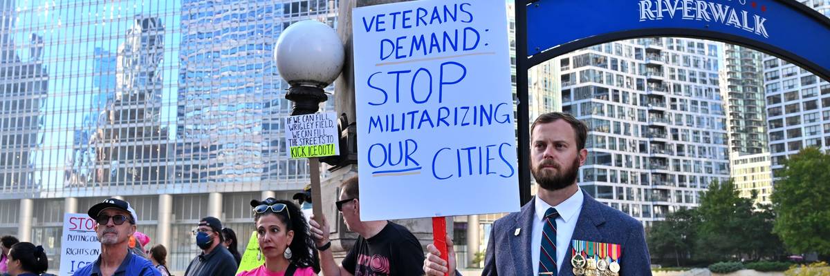 Protesters rally in Chicago against ICE, military presence