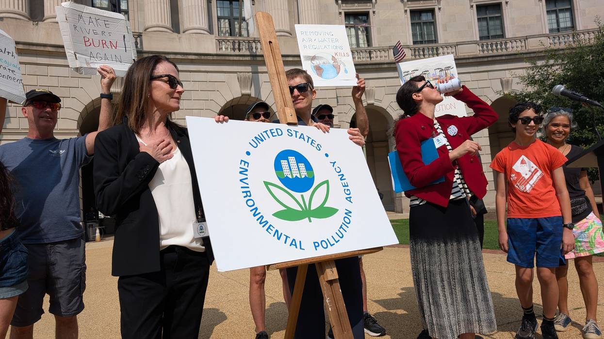 Protesters renamed the U.S. Environmental Protection Agency the Environmental Pollution Agency