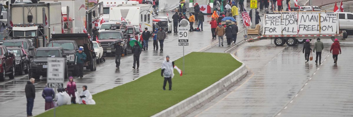 Protesters shutting down bridge between Canada and the US