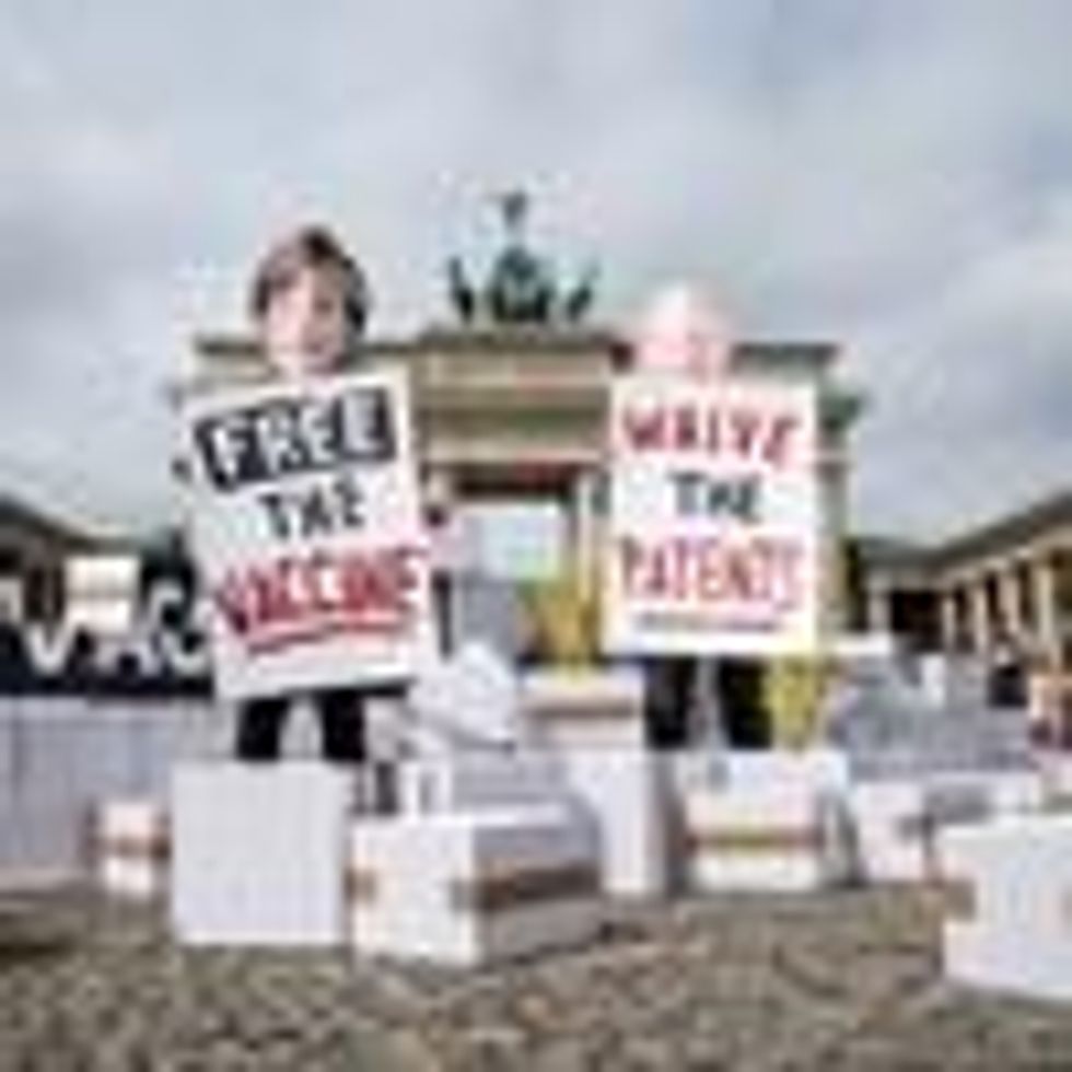 Protesters urge rich countries to support a patent waiver for coronavirus vaccines
