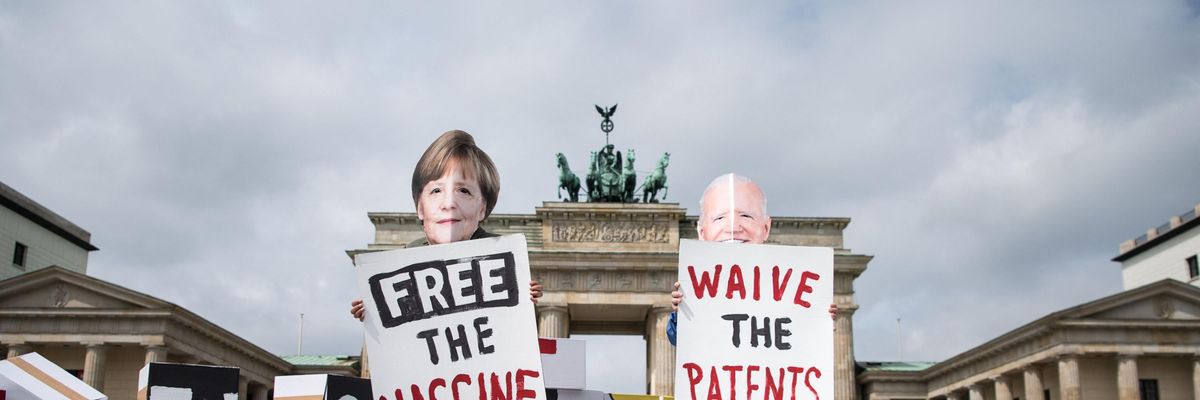 Protesters urge rich countries to support a patent waiver for coronavirus vaccines