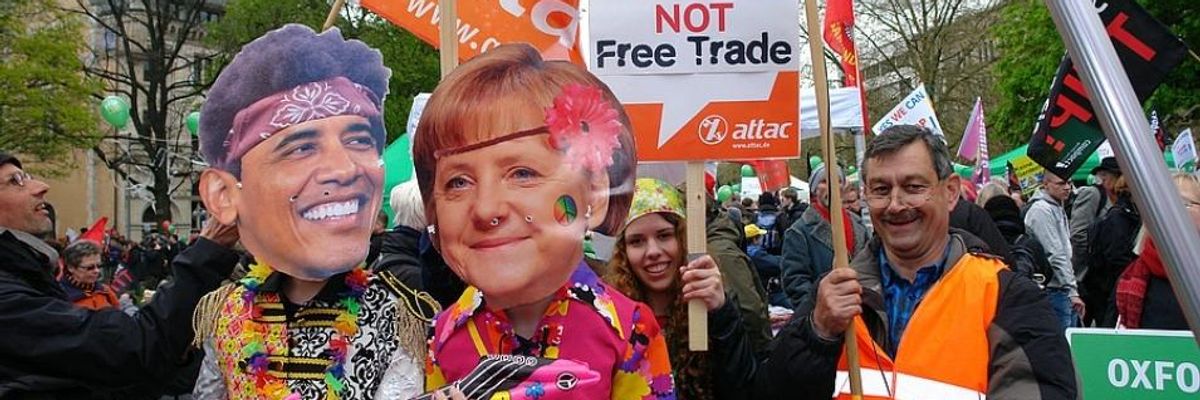 "Free Love - Not Free Trade": With Obama En Route, 90,000 March Against TTIP