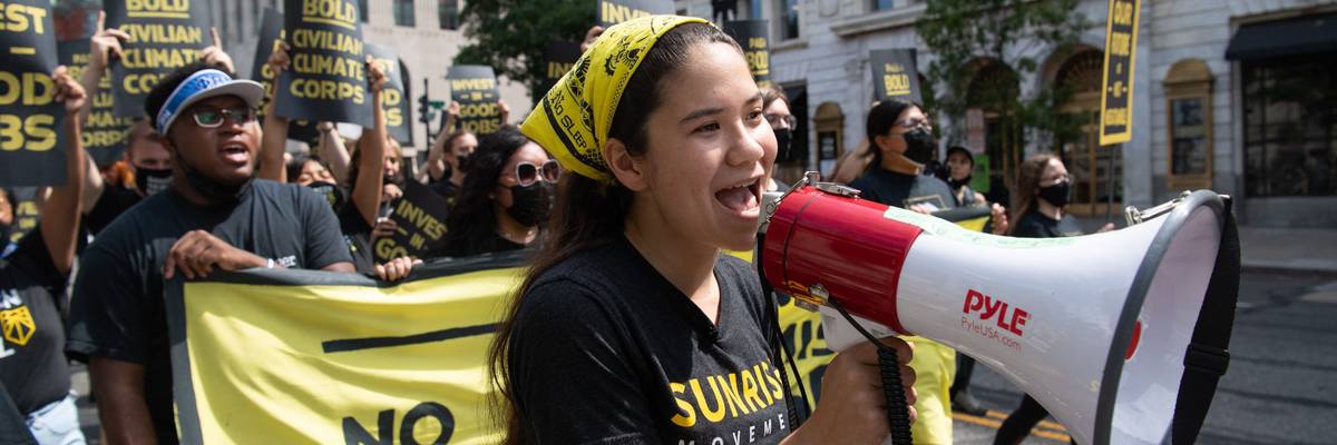 Protesters with the Sunrise Movement
