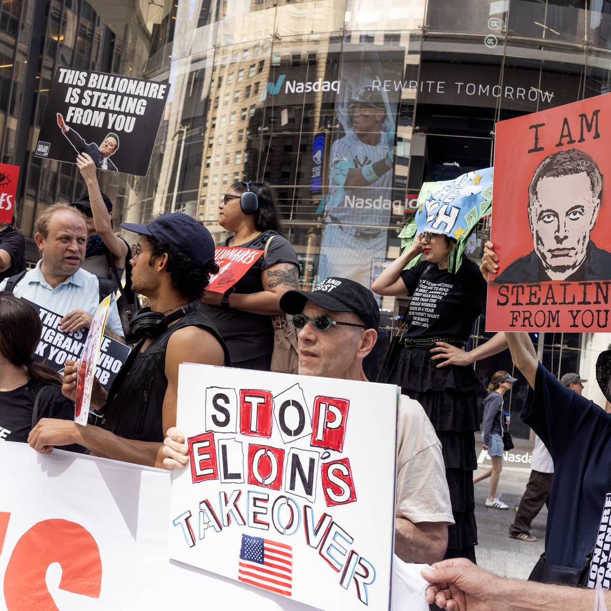 Protesting against Space X IPO outside NASDAQ