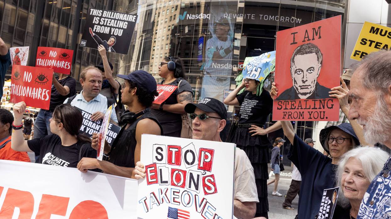 Protesting against Space X IPO outside NASDAQ