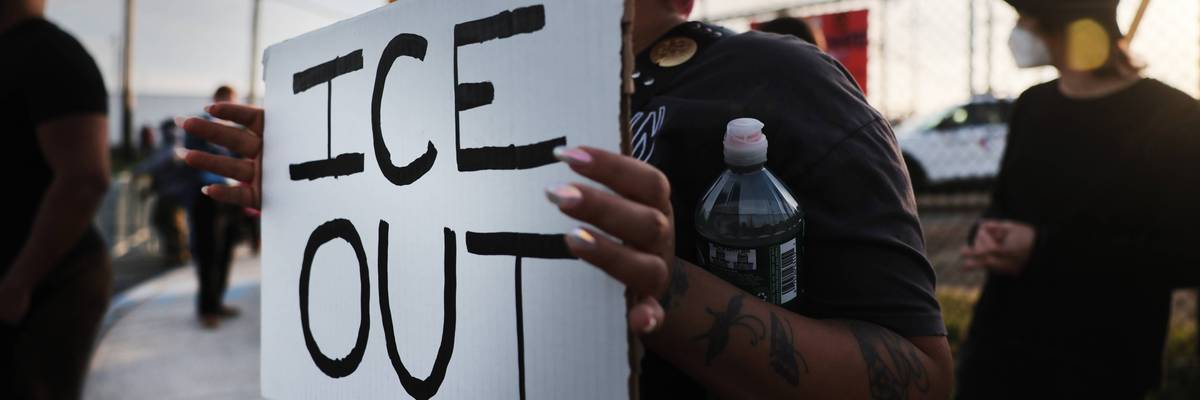 Protestors Demonstrate And Clash With Officers Outside Delaney Hall Detention Facility In Newark