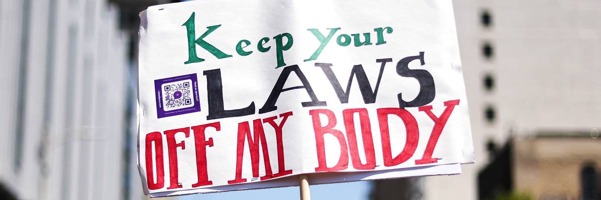 Protestors demonstrate at the March for Reproductive Rights