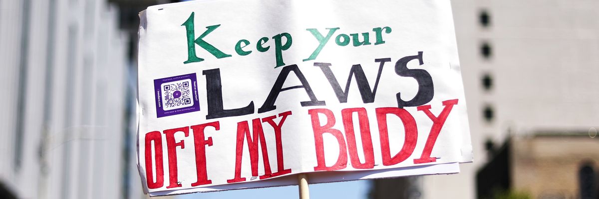 Protestors demonstrate at the March for Reproductive Rights