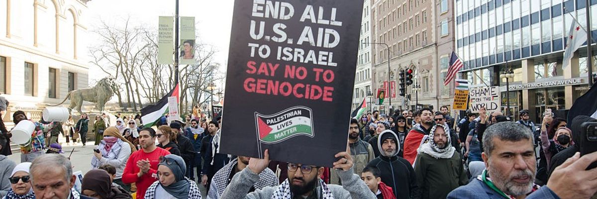 Protestors march in downtown Chicago