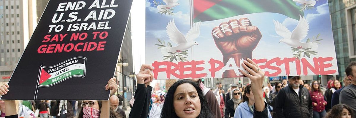 Protestors march in downtown Chicago