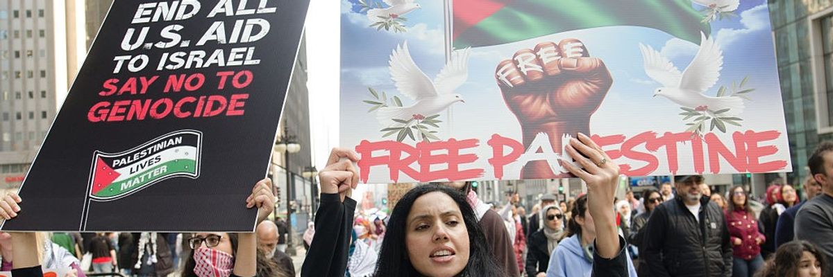 Protestors march in downtown Chicago